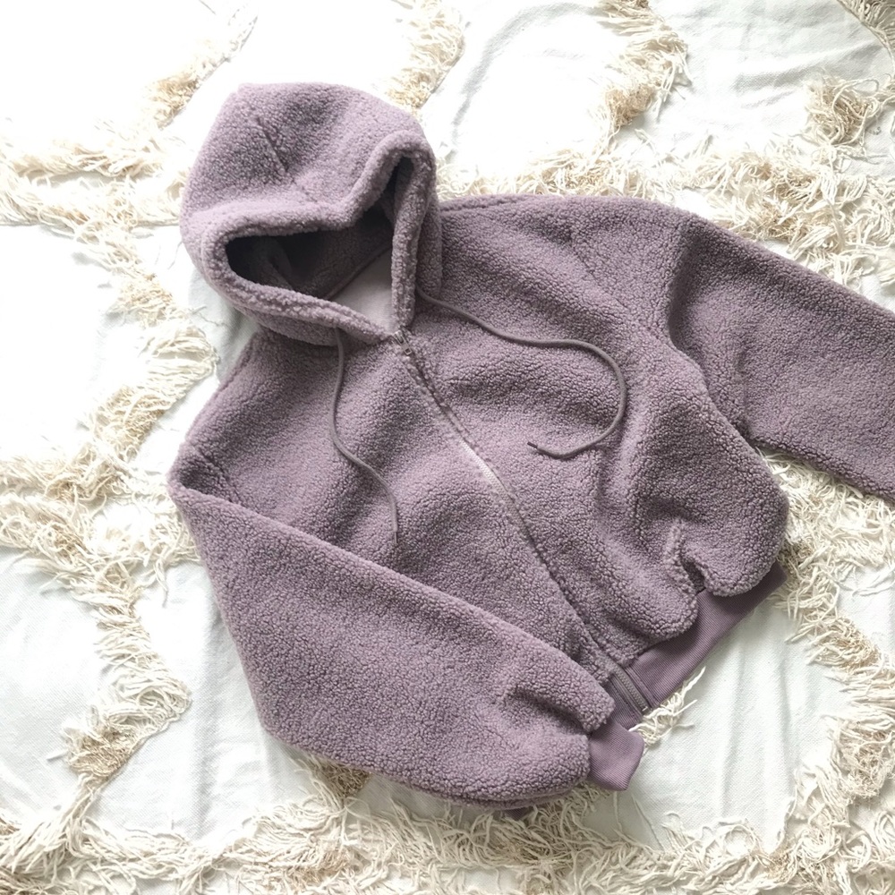 Dusty Purple Cropped Teddy Fleece Jacket 💕💕